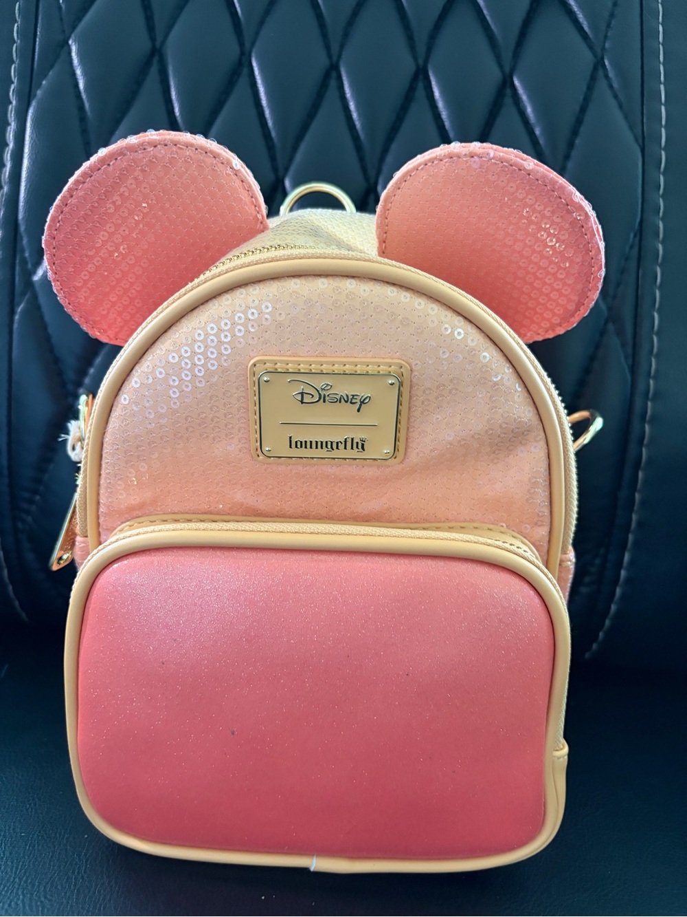 Loungefly Mickey Mouse Glitter Sequin Convertible Mini Backpack/Crossbody Bag